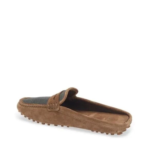 Brunello Cucinelli Monili Suede Driving Mules Brown 37 - Picture 4 of 10